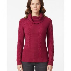 Les Collections Mat Women's Red Cable Knit Sweater size Large